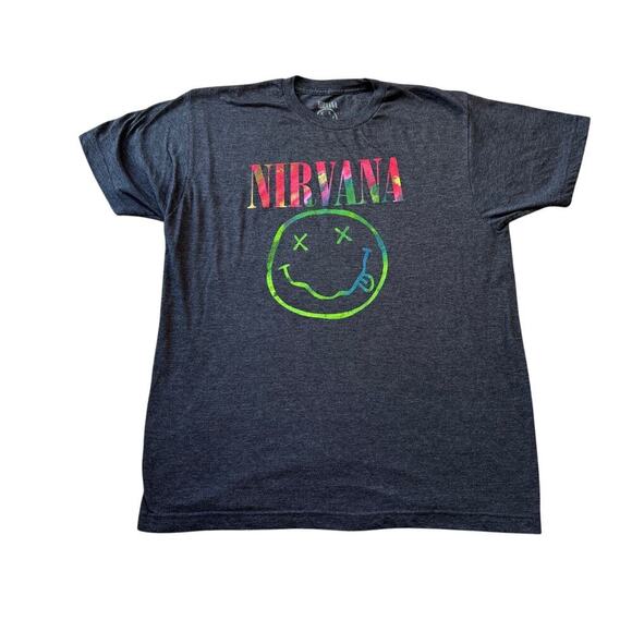 NIRVANA Smiley T-Shirt, size XL; Gray - Picture 1 of 6
